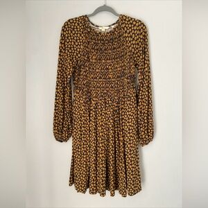 Boden yellow floral jersey smocked dress size 6 6R medium